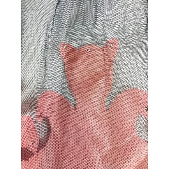 Vintage Black Pink Net Satin Handmade Apron - Picture 6 of 6